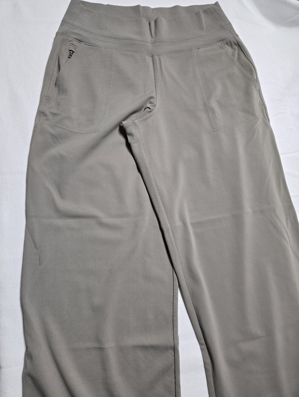 Athleta Women's Venice Wide Leg Pant High Rise Tan Gray Semi-Fitted sz L Regular